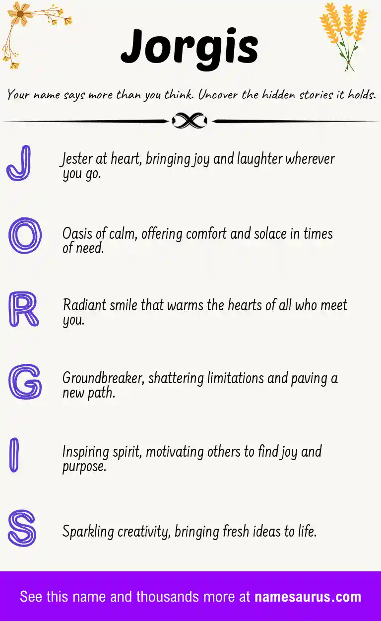 Acrostic poem about Jorgis.