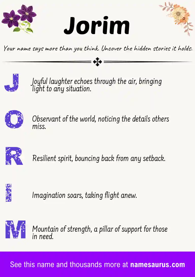Acrostic poem about Jorim.