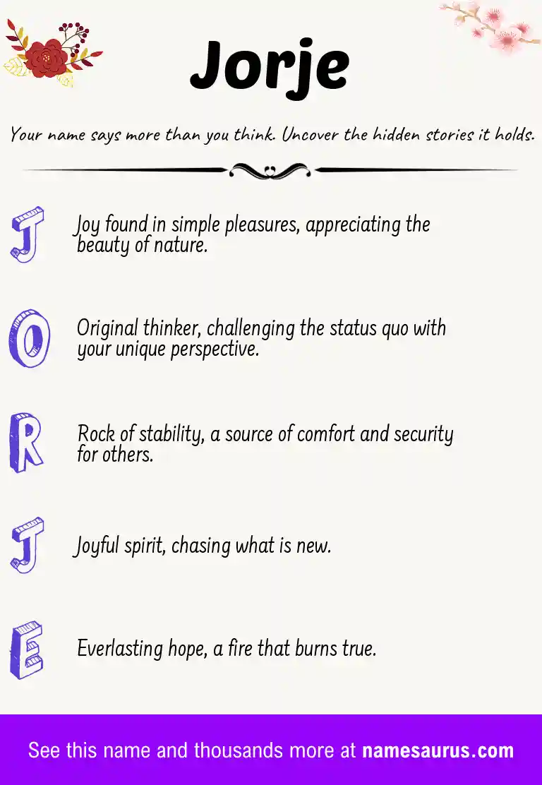 Acrostic poem about Jorje.