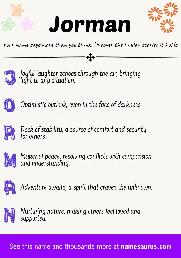 Acrostic poem about Jorman.