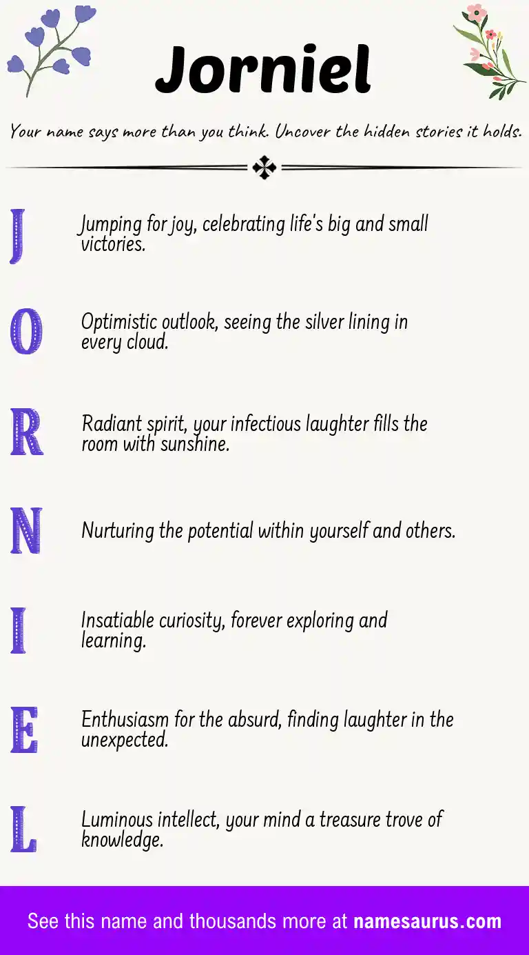 Acrostic poem about Jorniel.