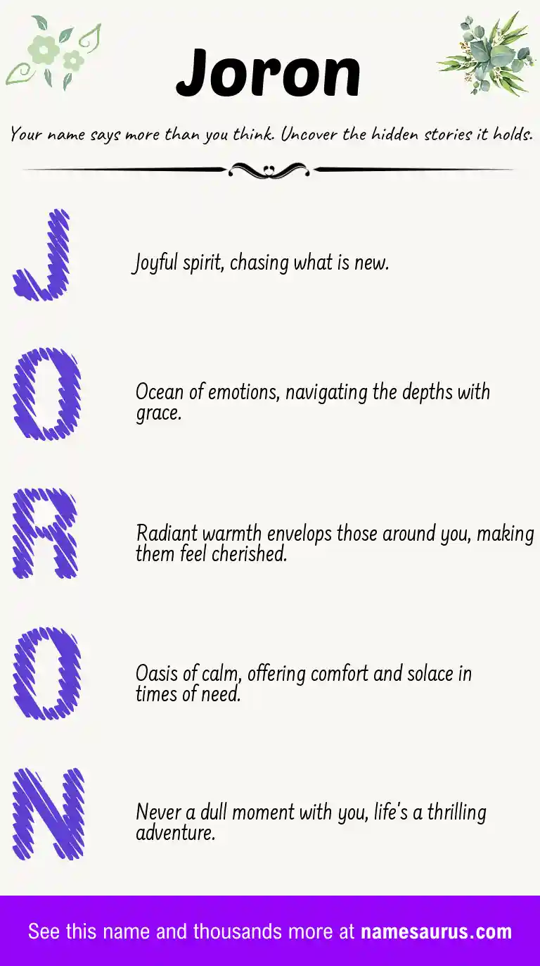 Acrostic poem about Joron.