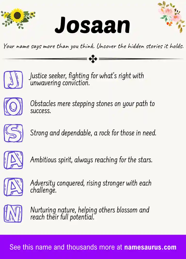 Acrostic poem about Josaan.