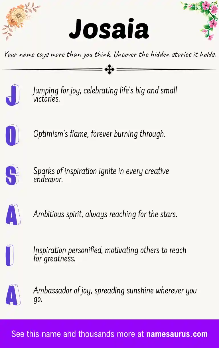 Acrostic poem about Josaia.