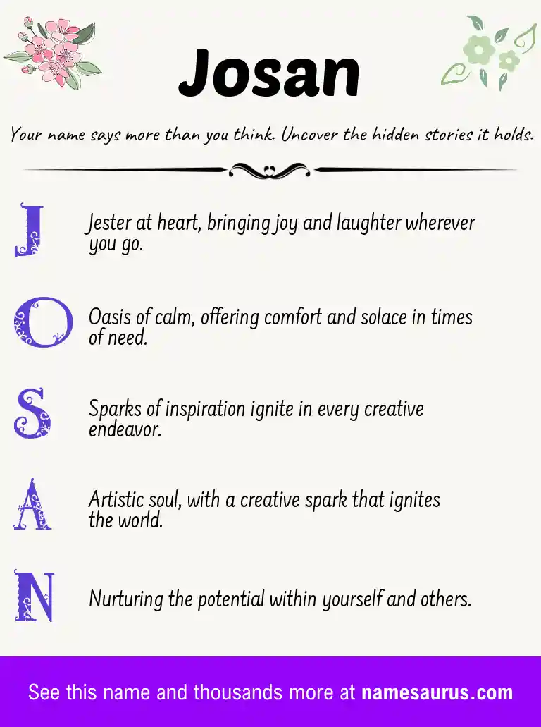 Acrostic poem about Josan.