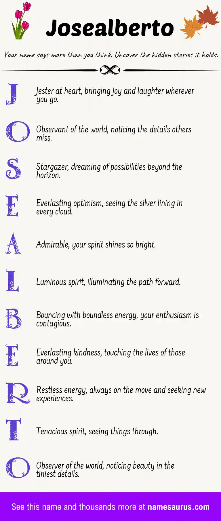 Acrostic poem about Josealberto.
