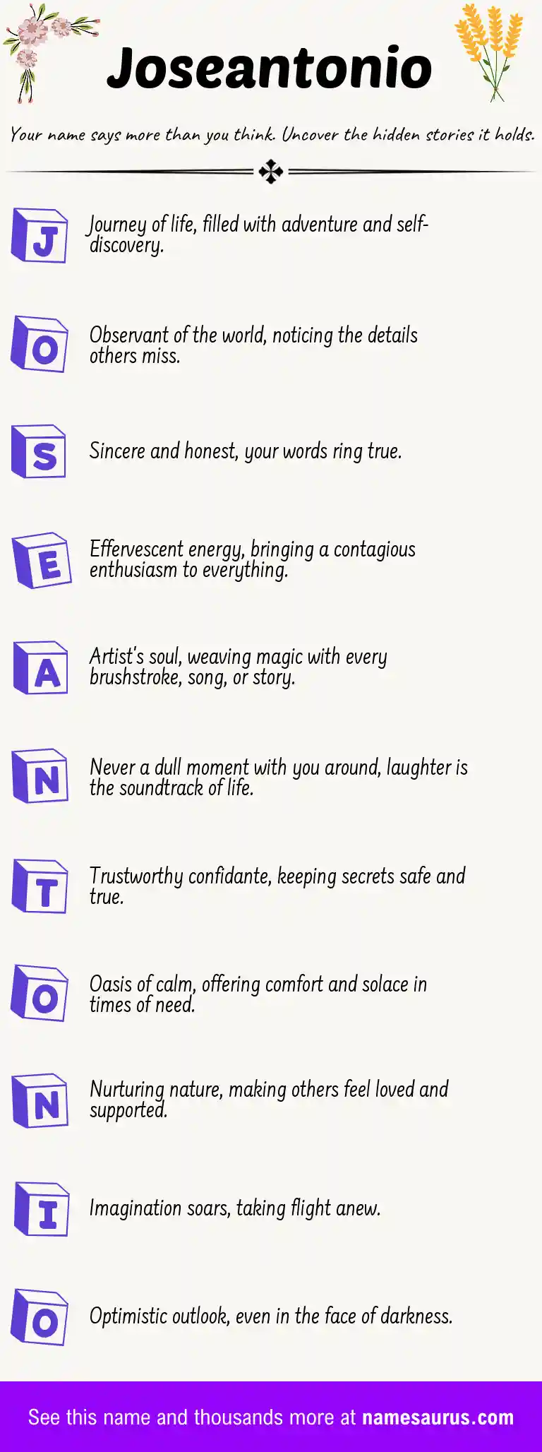 Acrostic poem about Joseantonio.