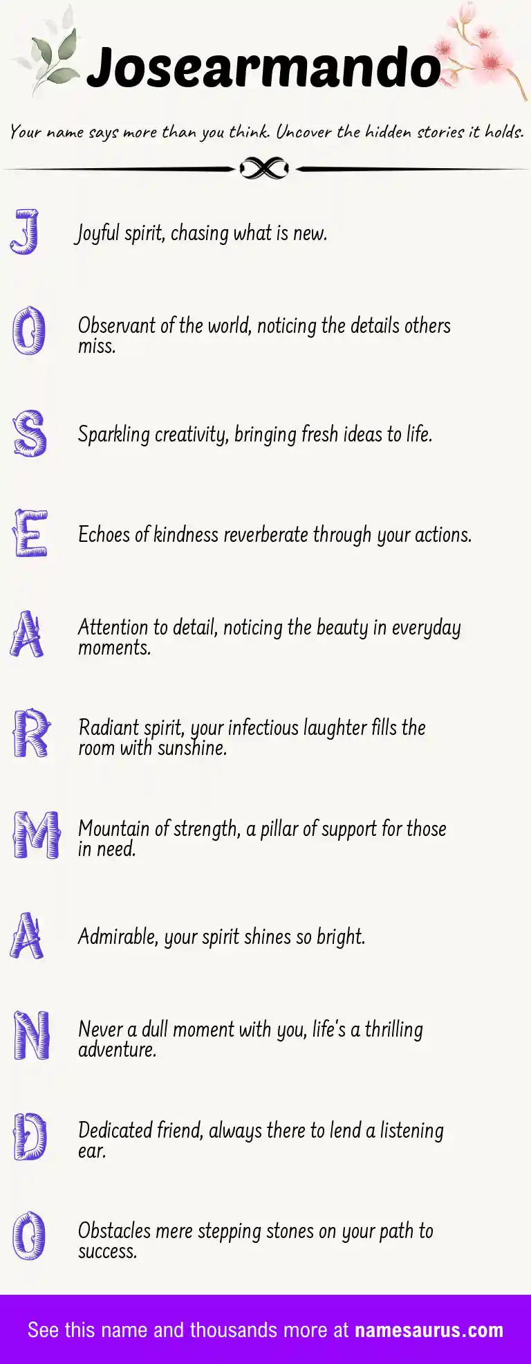 Acrostic poem about Josearmando.