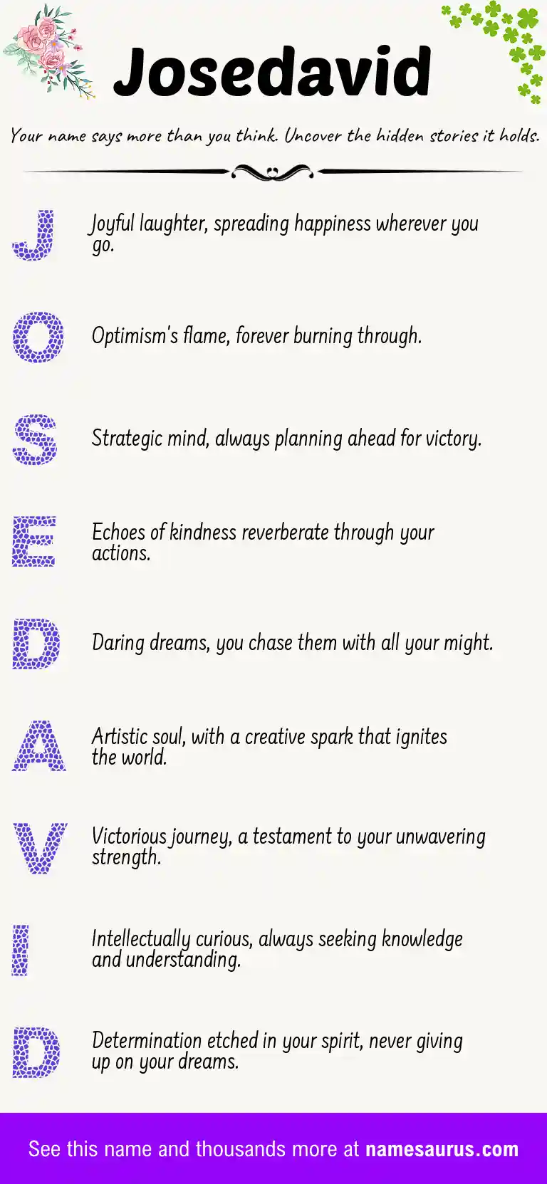 Acrostic poem about Josedavid.