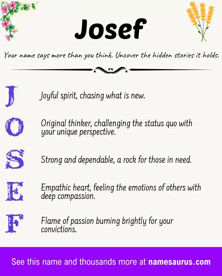 Acrostic poem about Josef.