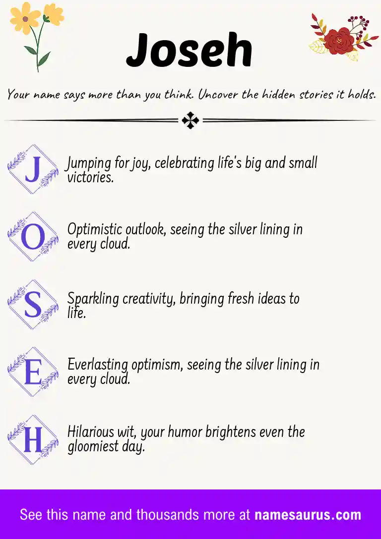 Acrostic poem about Joseh.