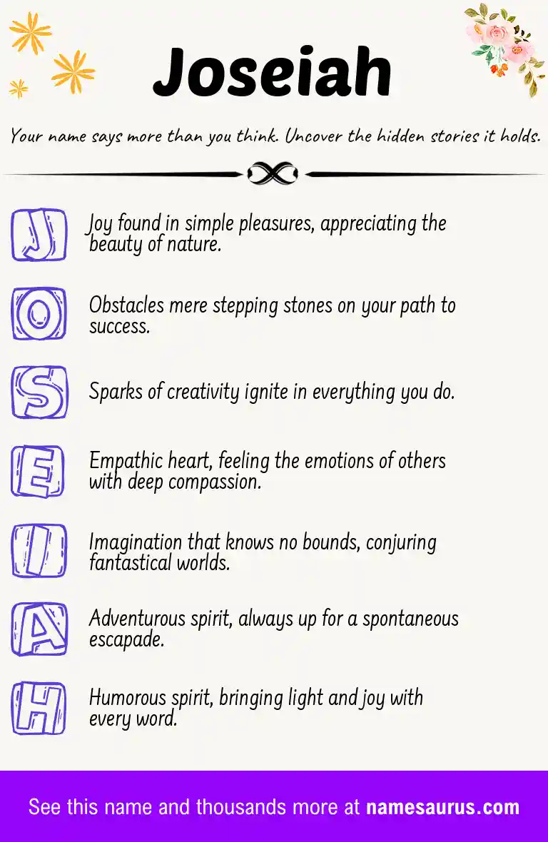 Acrostic poem about Joseiah.