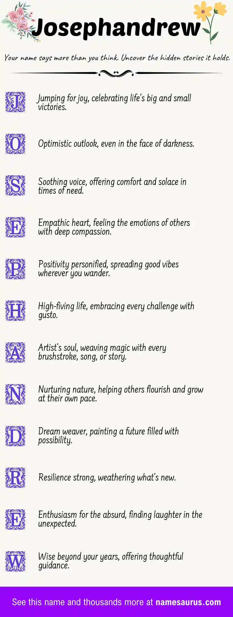 Acrostic poem about Josephandrew.