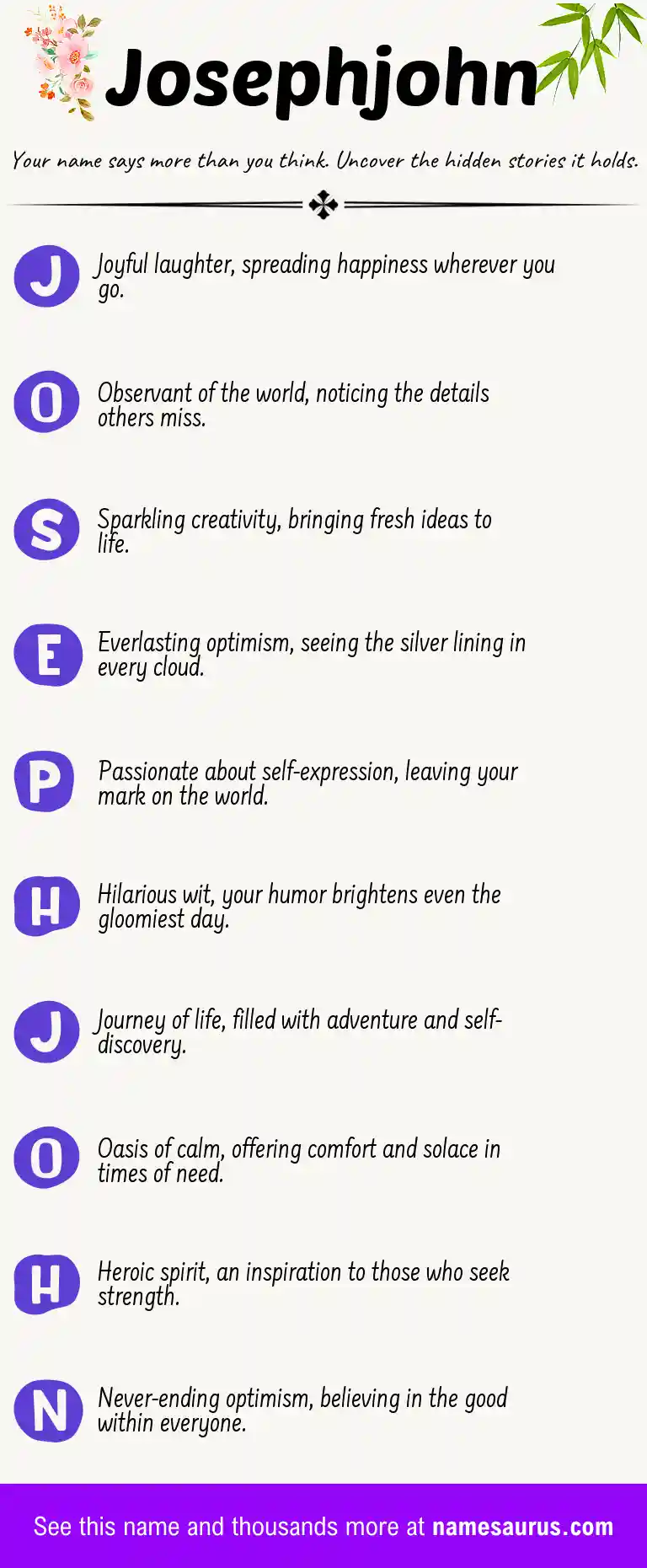 Acrostic poem about Josephjohn.