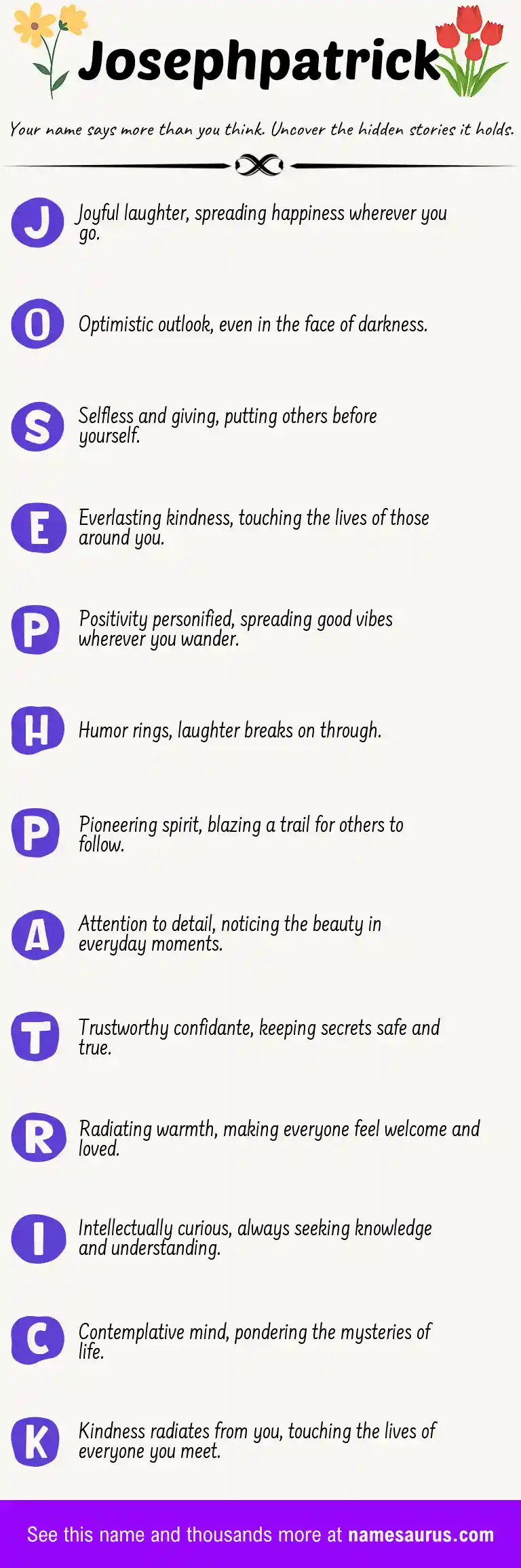 Acrostic poem about Josephpatrick.