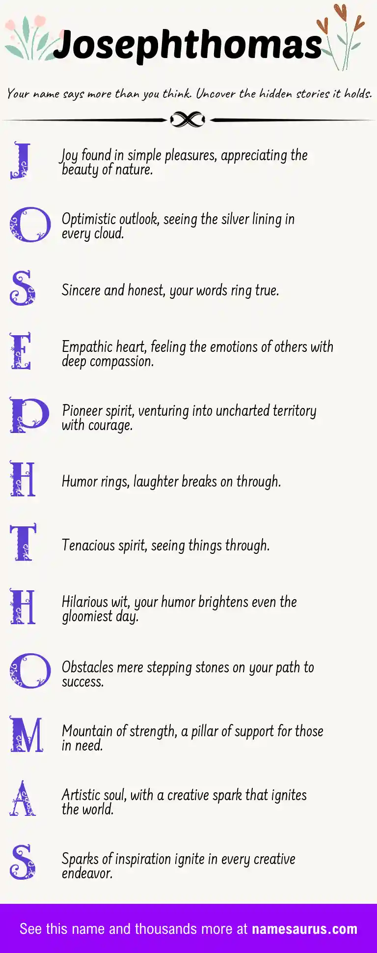 Acrostic poem about Josephthomas.