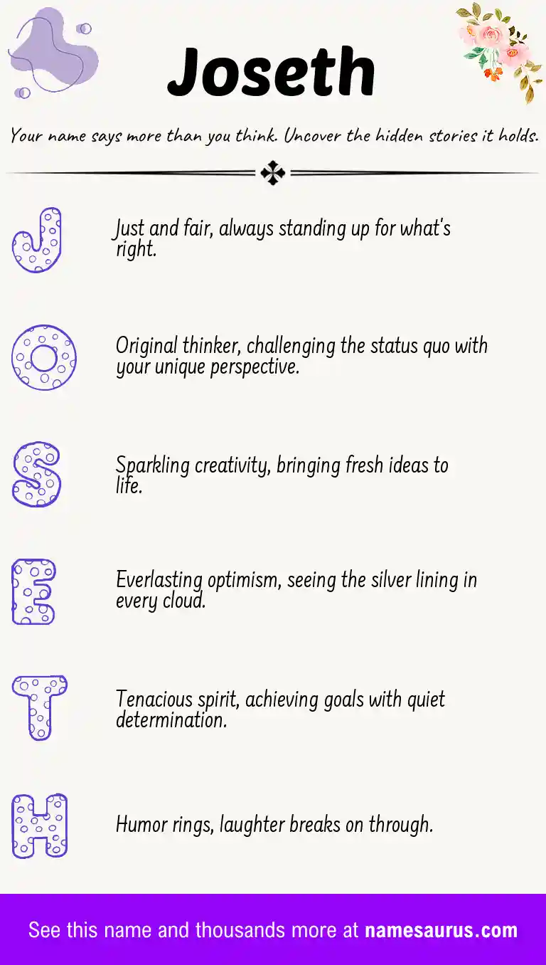 Acrostic poem about Joseth.