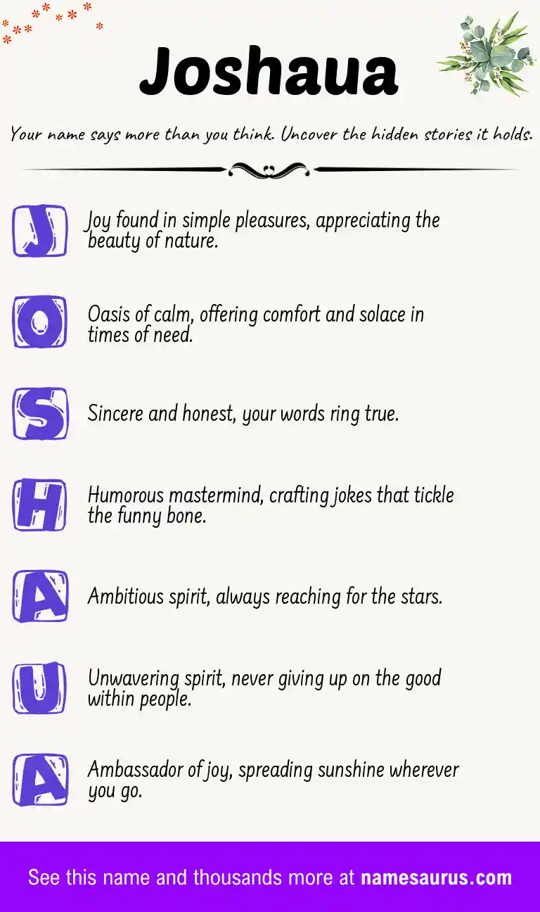 Acrostic poem about Joshaua.