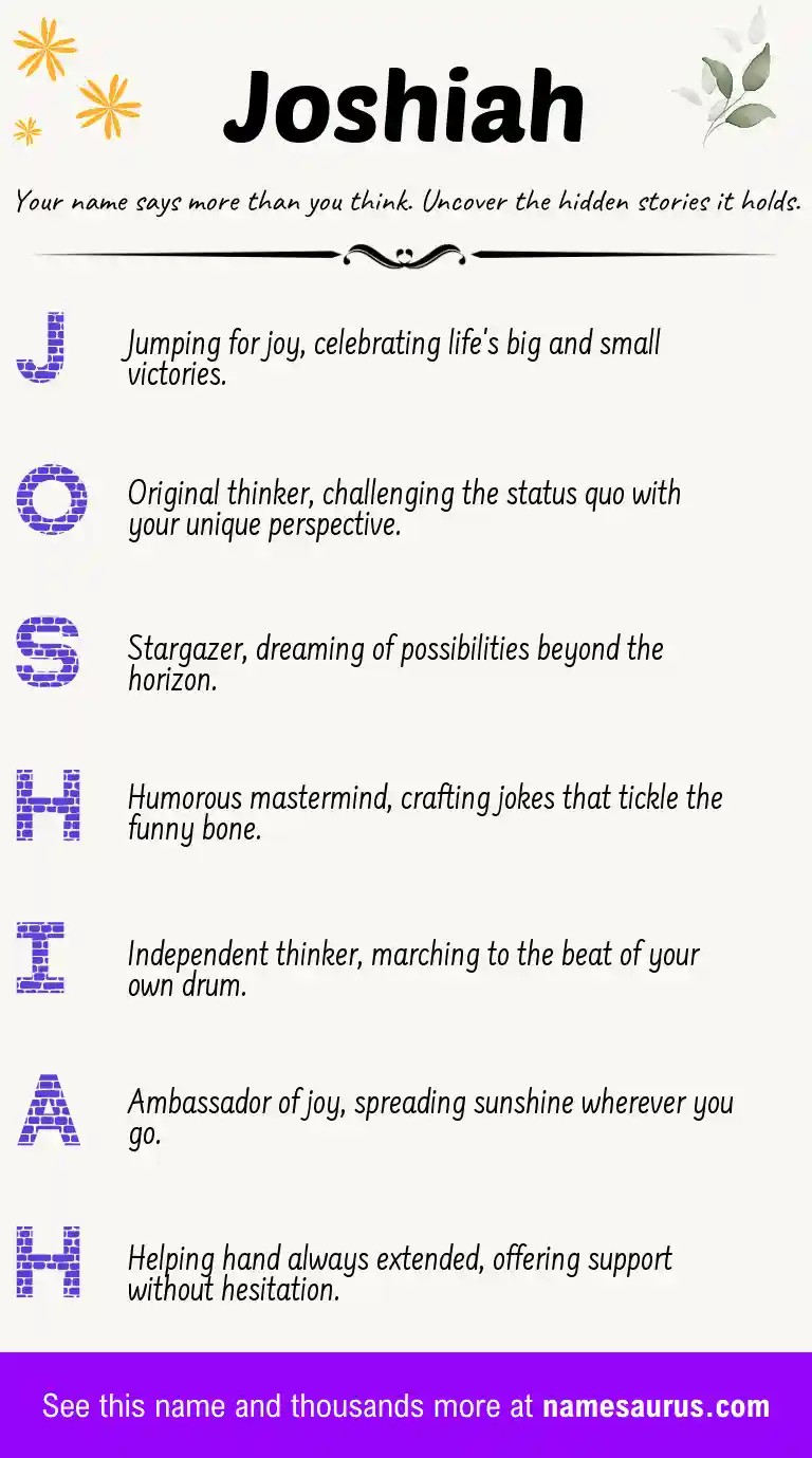 Acrostic poem about Joshiah.