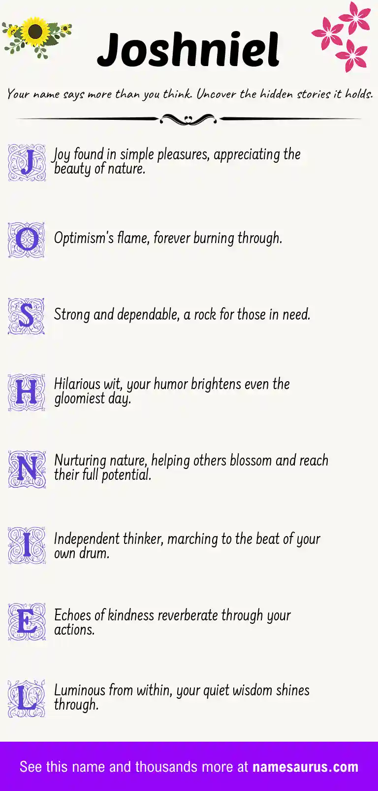 Acrostic poem about Joshniel.