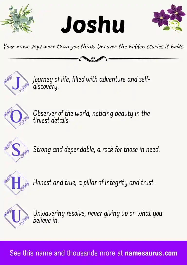 Acrostic poem about Joshu.