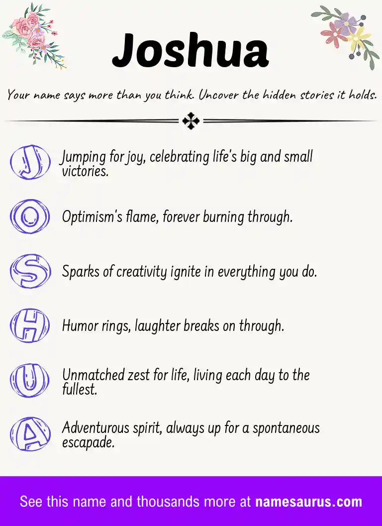 Acrostic poem about Joshua.