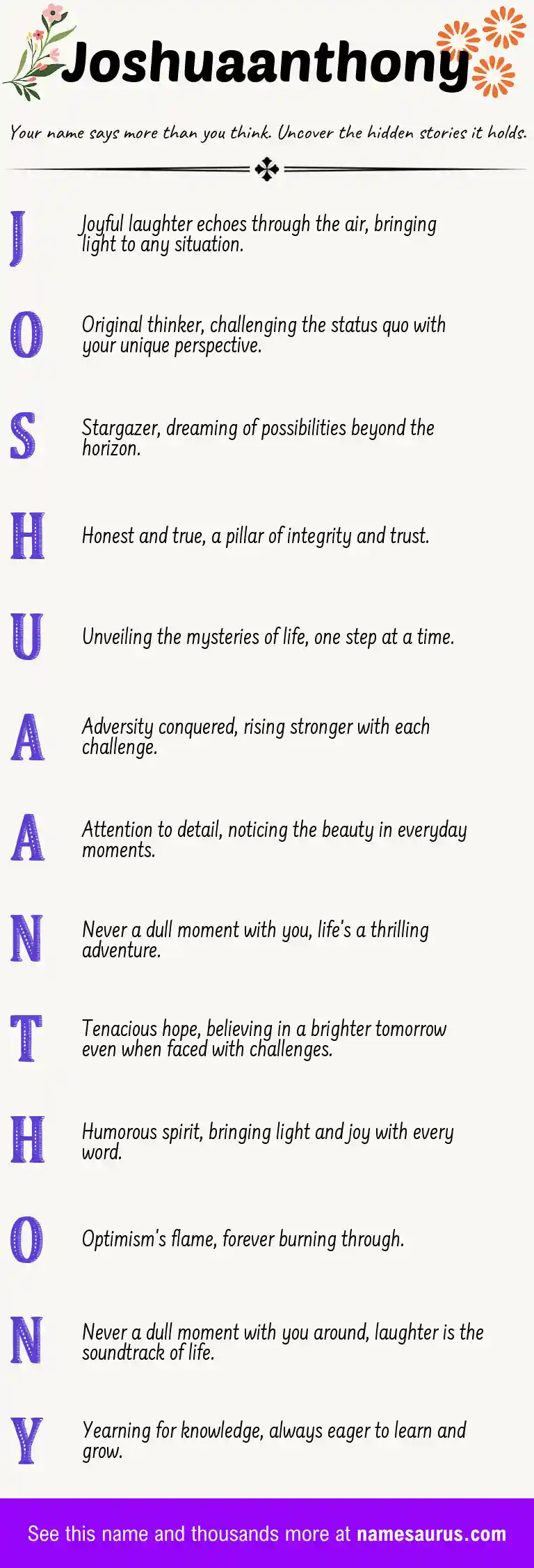 Acrostic poem about Joshuaanthony.