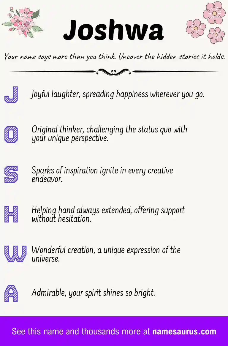 Acrostic poem about Joshwa.