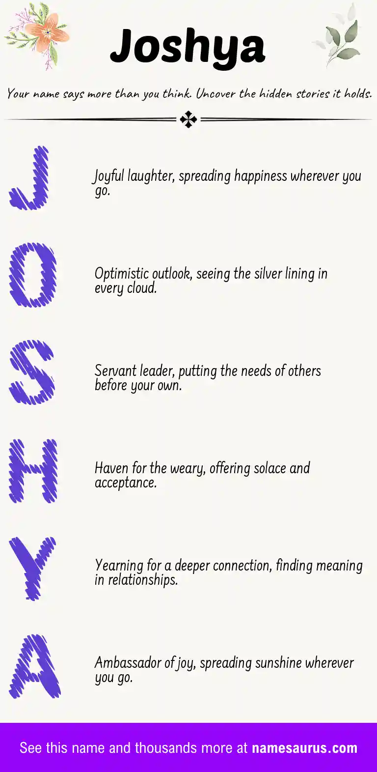 Acrostic poem about Joshya.