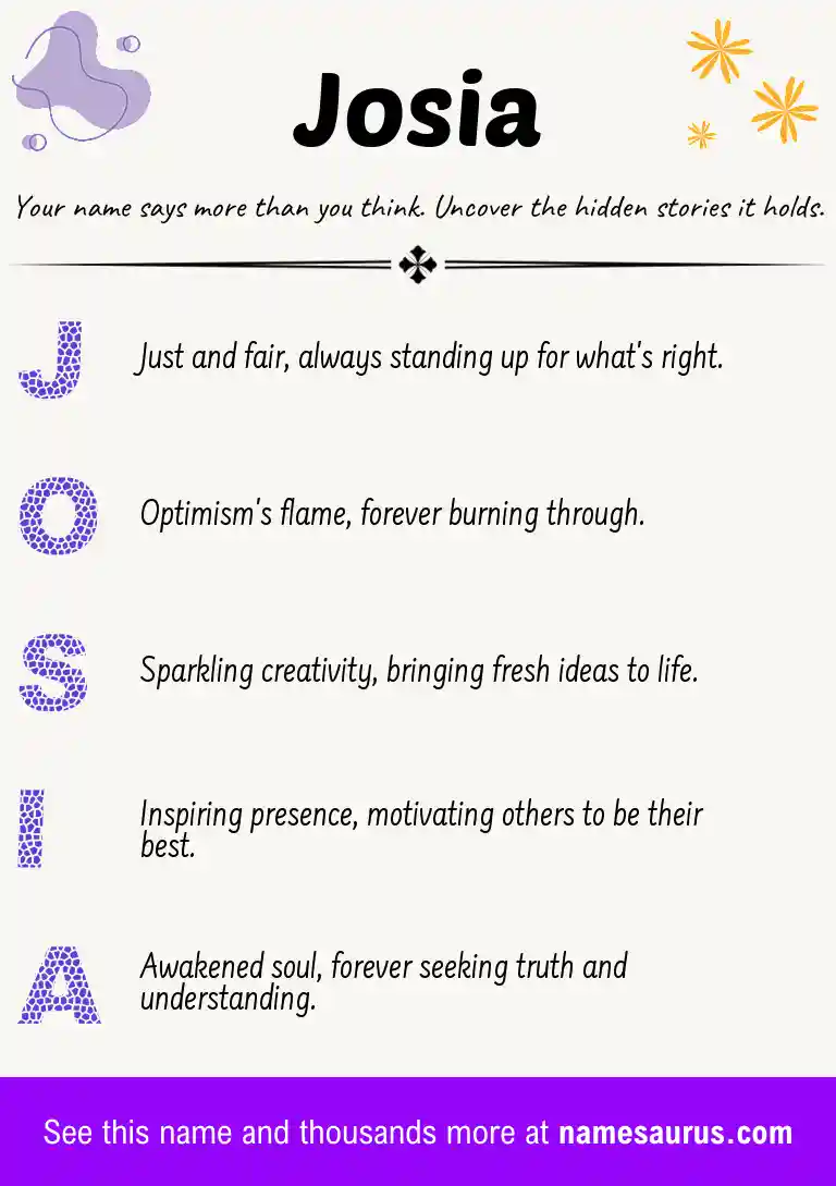 Acrostic poem about Josia.