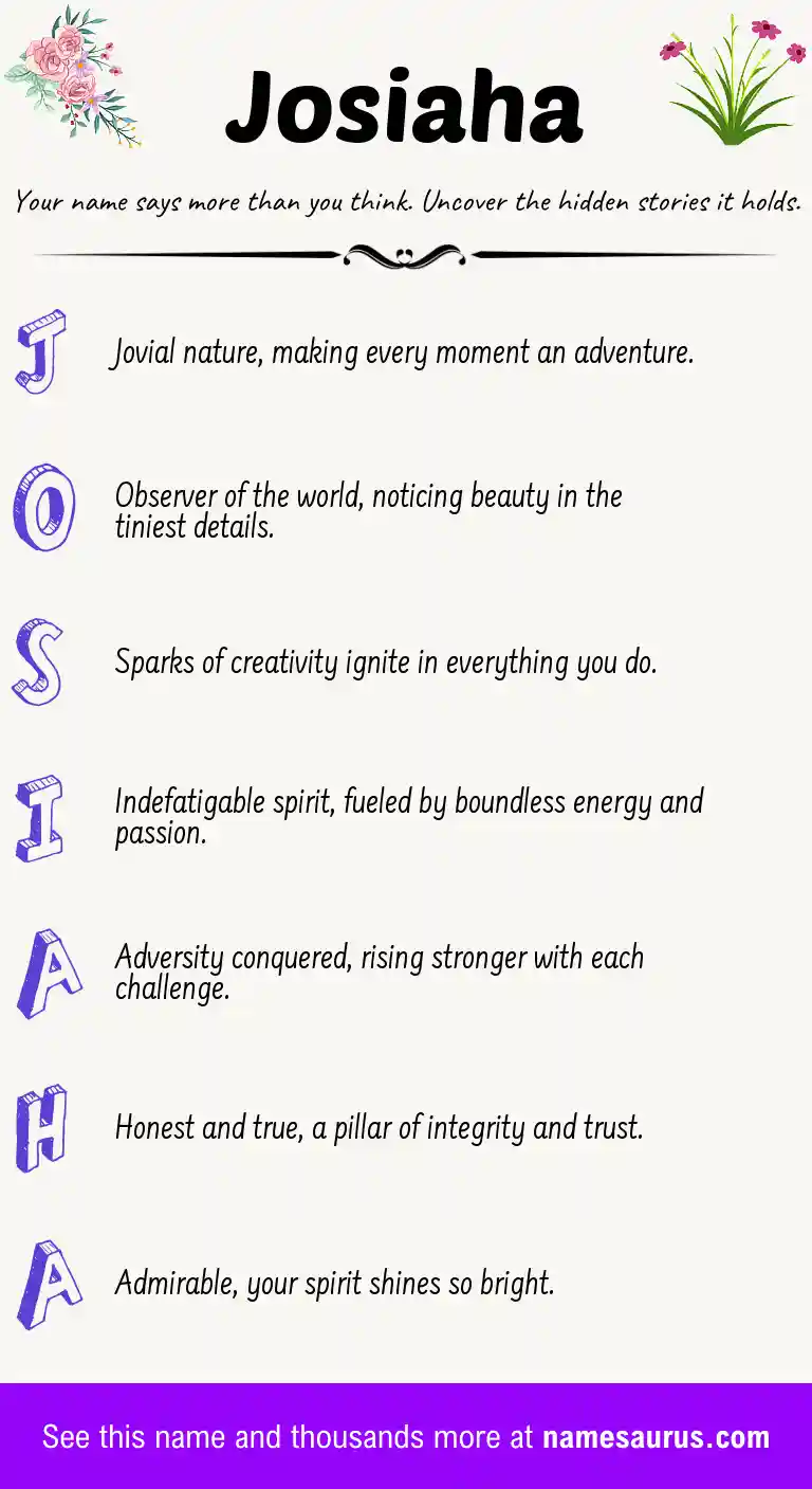 Acrostic poem about Josiaha.