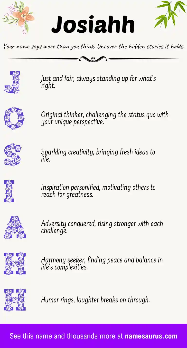 Acrostic poem about Josiahh.