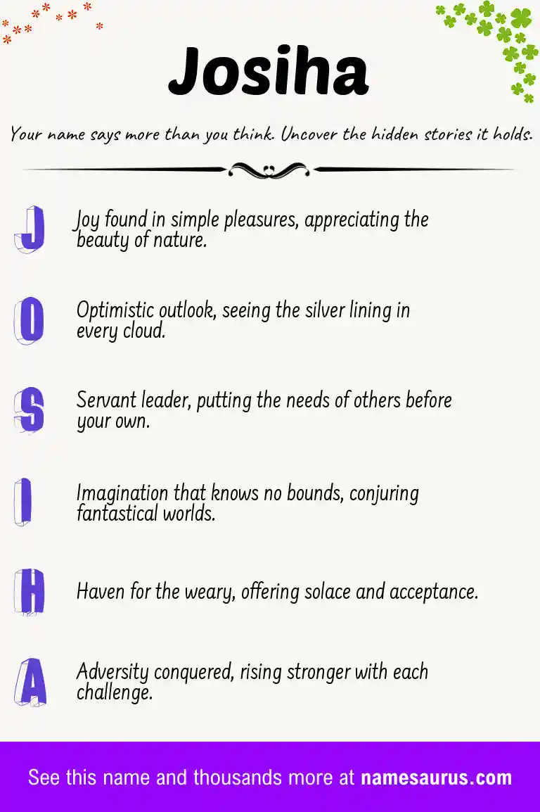 Acrostic poem about Josiha.