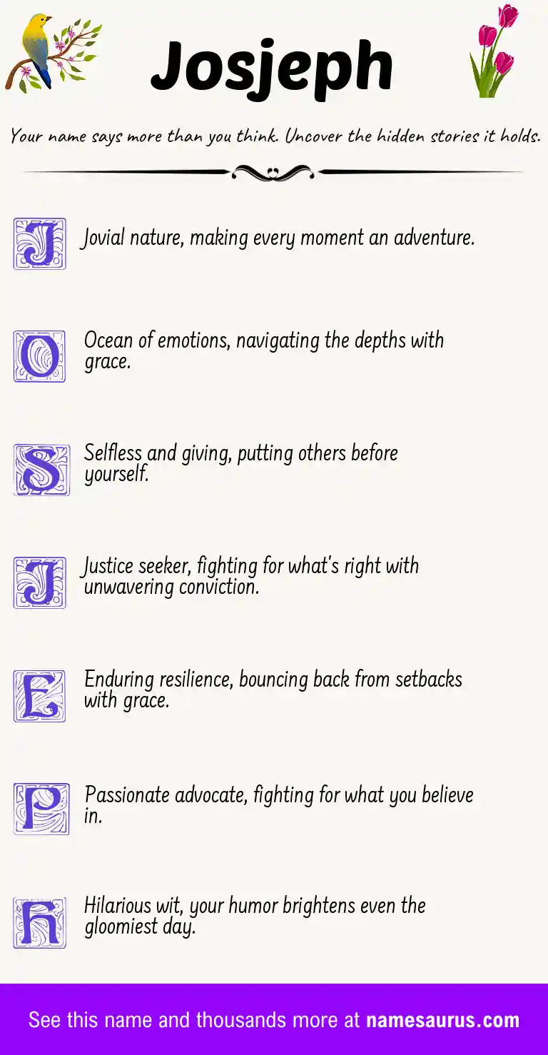 Acrostic poem about Josjeph.