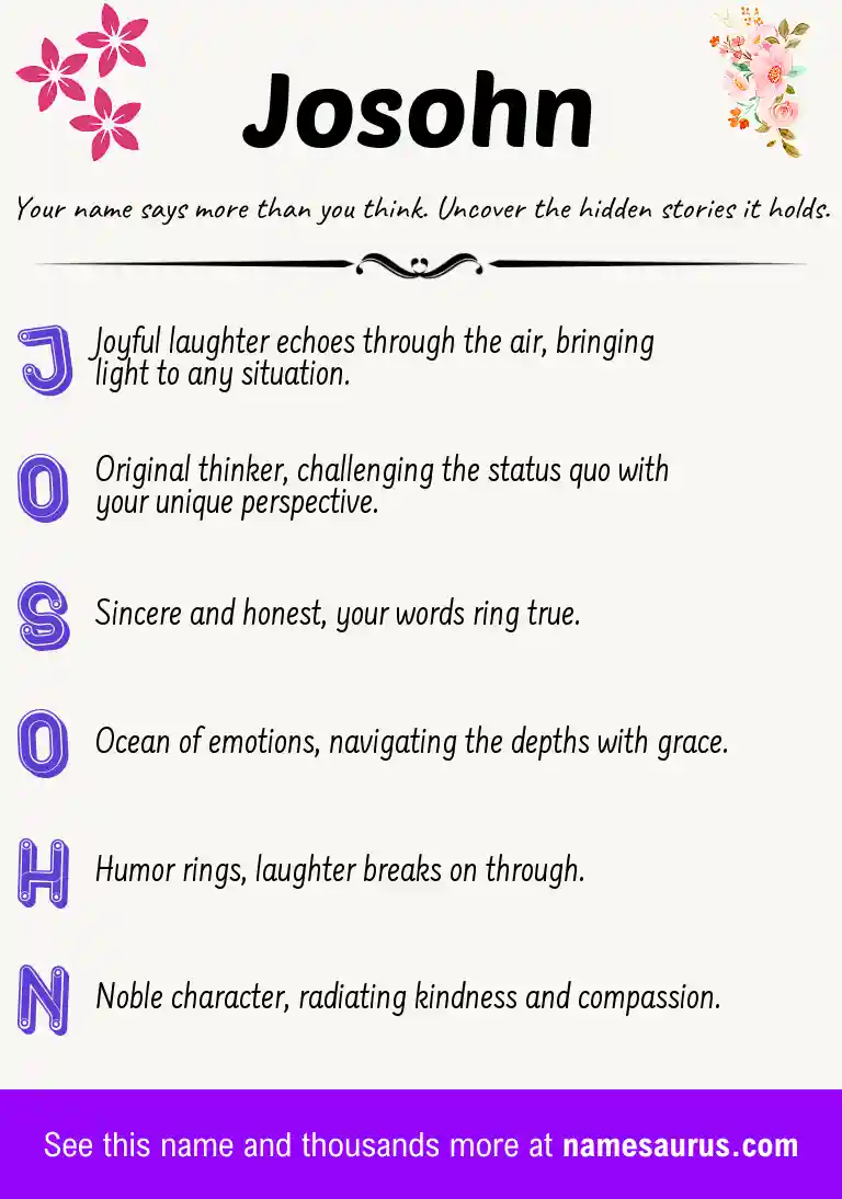 Acrostic poem about Josohn.