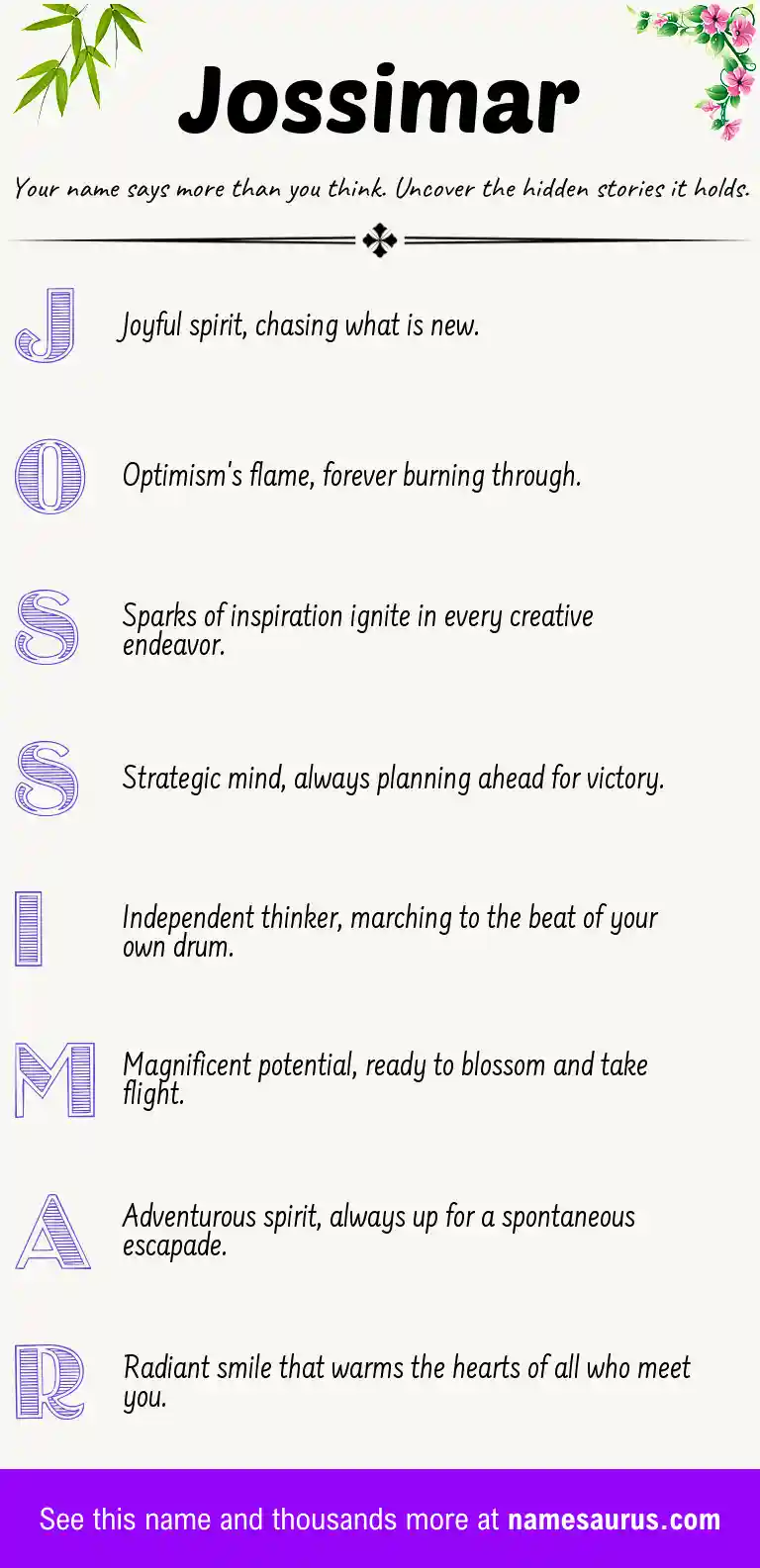 Acrostic poem about Jossimar.