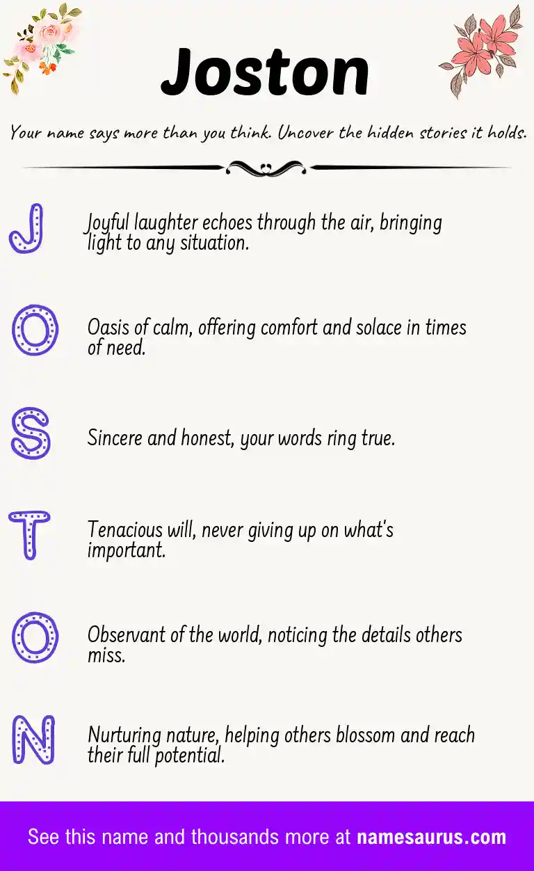 Acrostic poem about Joston.