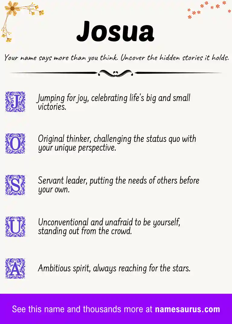 Acrostic poem about Josua.