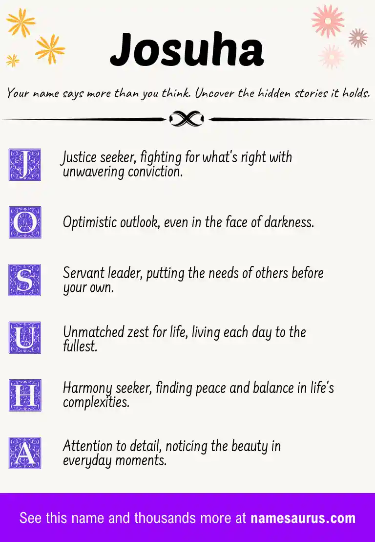 Acrostic poem about Josuha.