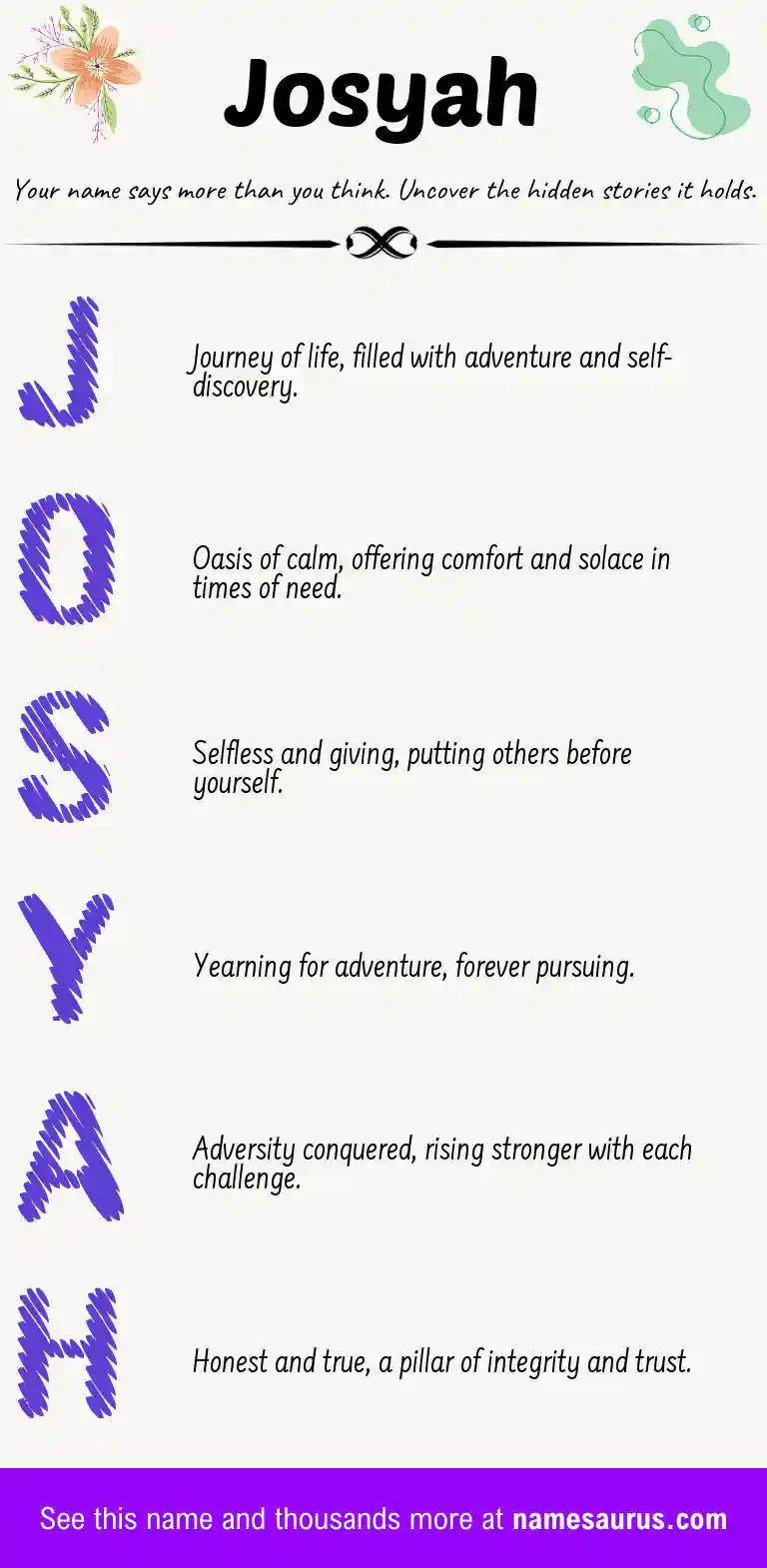 Acrostic poem about Josyah.