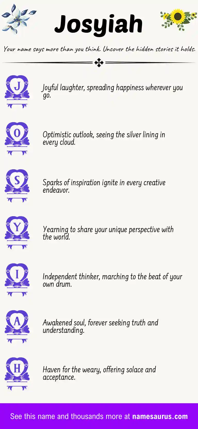 Acrostic poem about Josyiah.