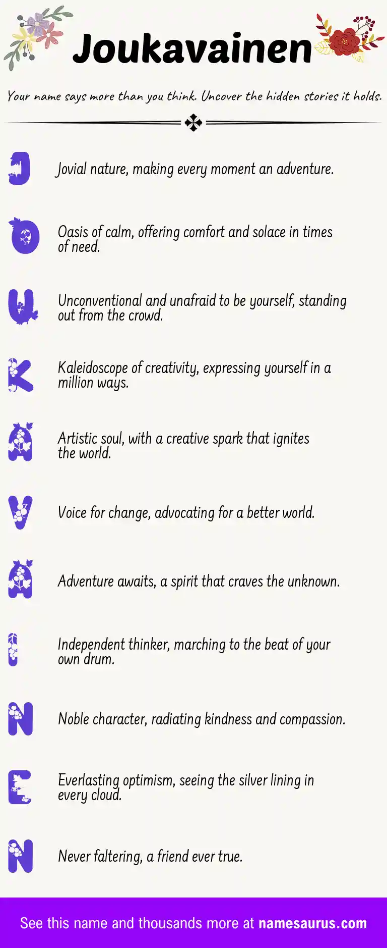 Acrostic poem about Joukavainen.
