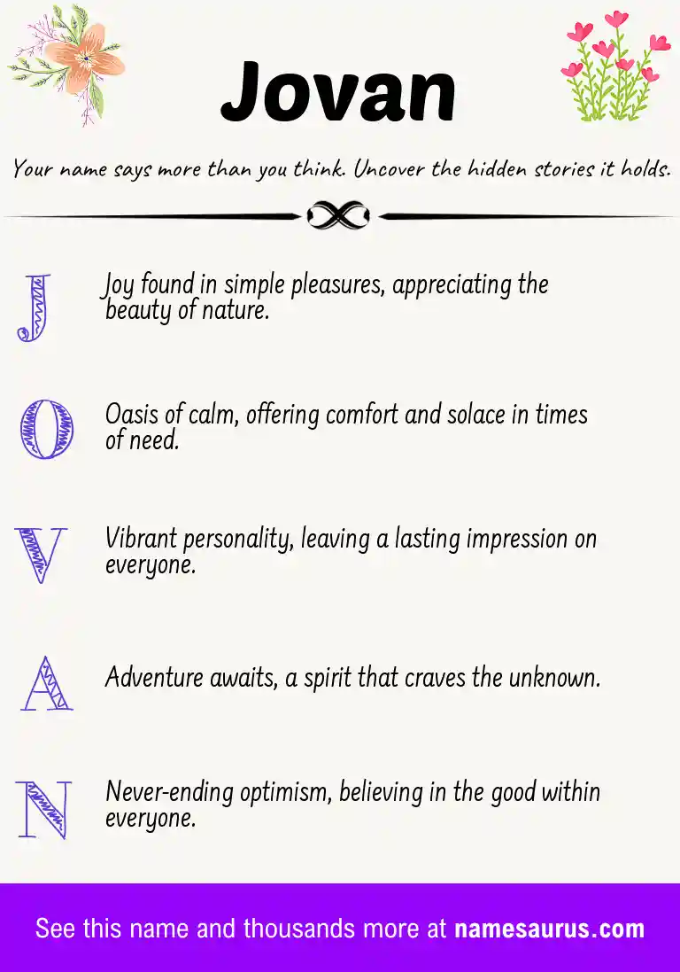 Acrostic poem about Jovan.