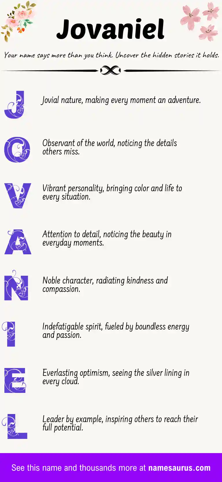Acrostic poem about Jovaniel.