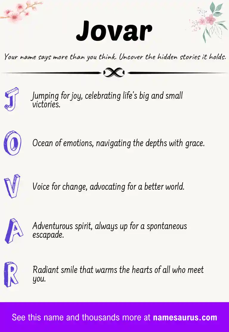 Acrostic poem about Jovar.