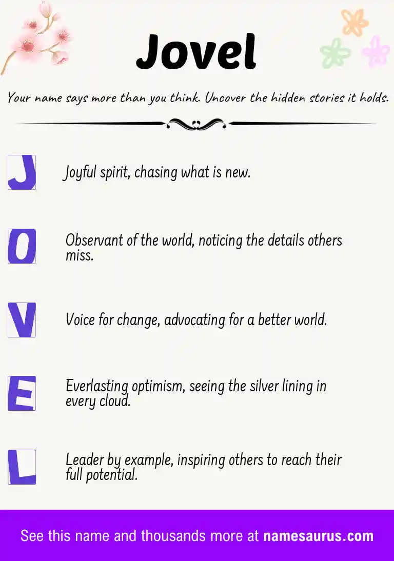 Acrostic poem about Jovel.