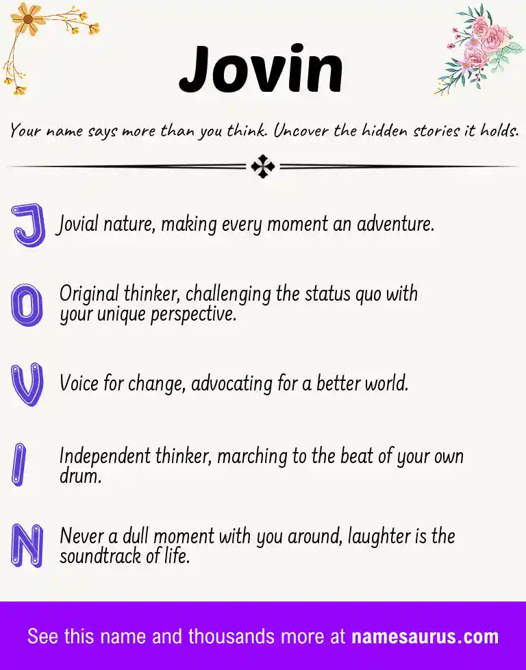 Acrostic poem about Jovin.