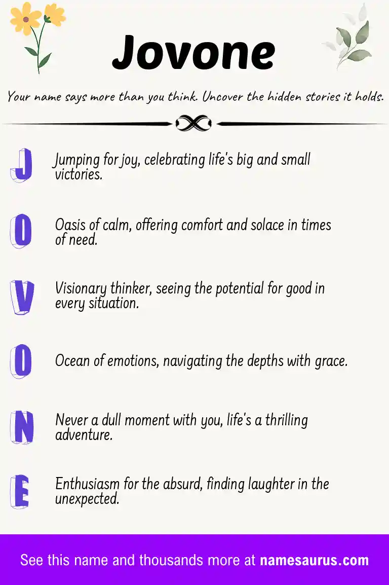 Acrostic poem about Jovone.