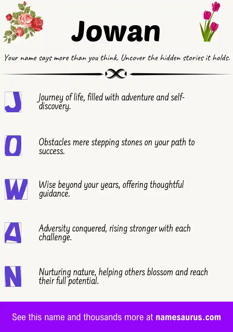 Acrostic poem about Jowan.