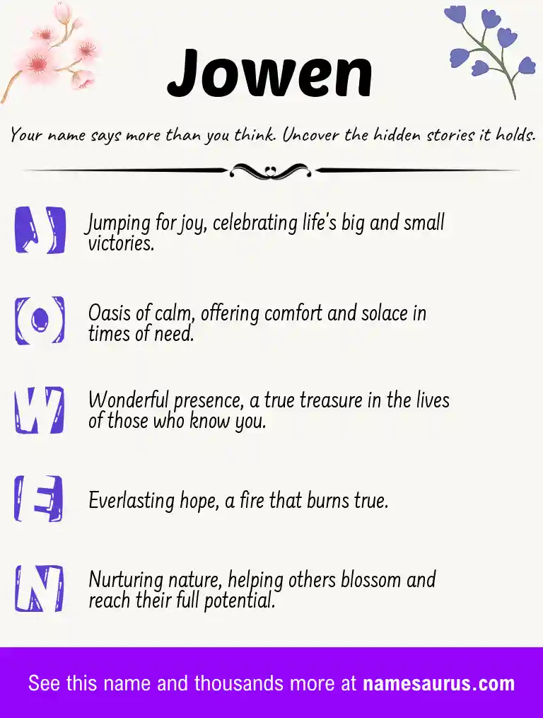 Acrostic poem about Jowen.